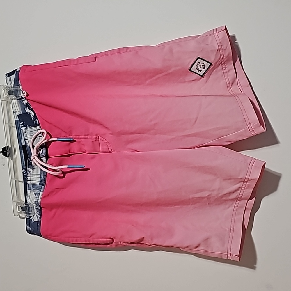 American Eagle Pink Ombre Board Shorts Swim trunk Sz S Velcro Fly 10 inch inseam